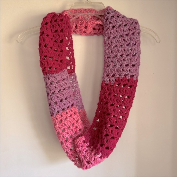 Pink and Purple Crochet Infinity Scarf - Picture 2 of 5